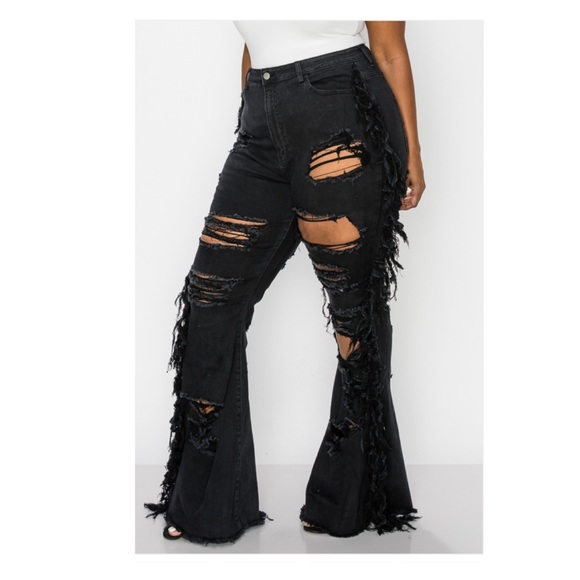➕ Side Fringe Flare Jeans - Picture 4 of 8